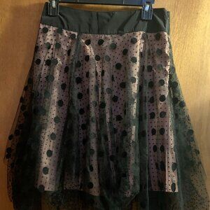 Ryu Womens Black polka dots Tulle with light pink background